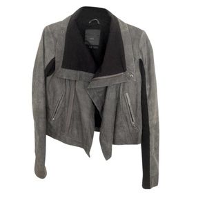 🔥 $895 VEDA NYC Grey Leather Jacket Rick Owens Size M Celebrity Style Classic